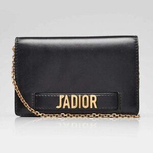 Christian Dior Black Calfskin Leather J'ADIOR Wallet on Chain Clutch Bag
